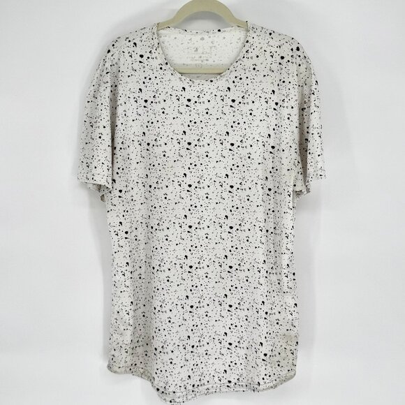 BYLT Basics Curved Hem Tee White Black Speckle Minimalist Streetwear XL - Picture 1 of 7